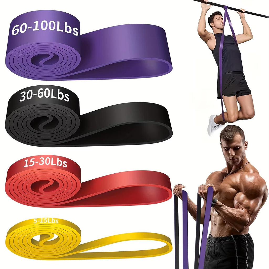 4Pcs Resistance Band Set – Pull-Up Assist Bands, Leg Resistance Bands & Exercise Belts for Muscle Training