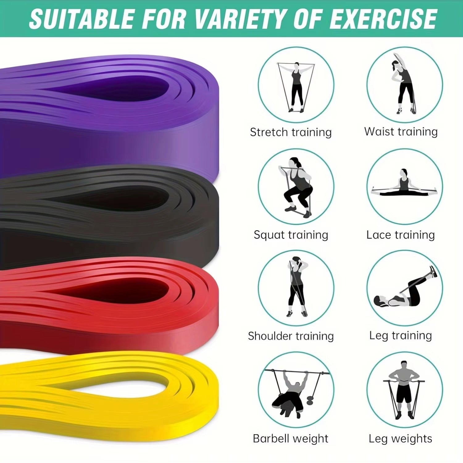 4Pcs Resistance Band Set – Pull-Up Assist Bands, Leg Resistance Bands & Exercise Belts for Muscle Training