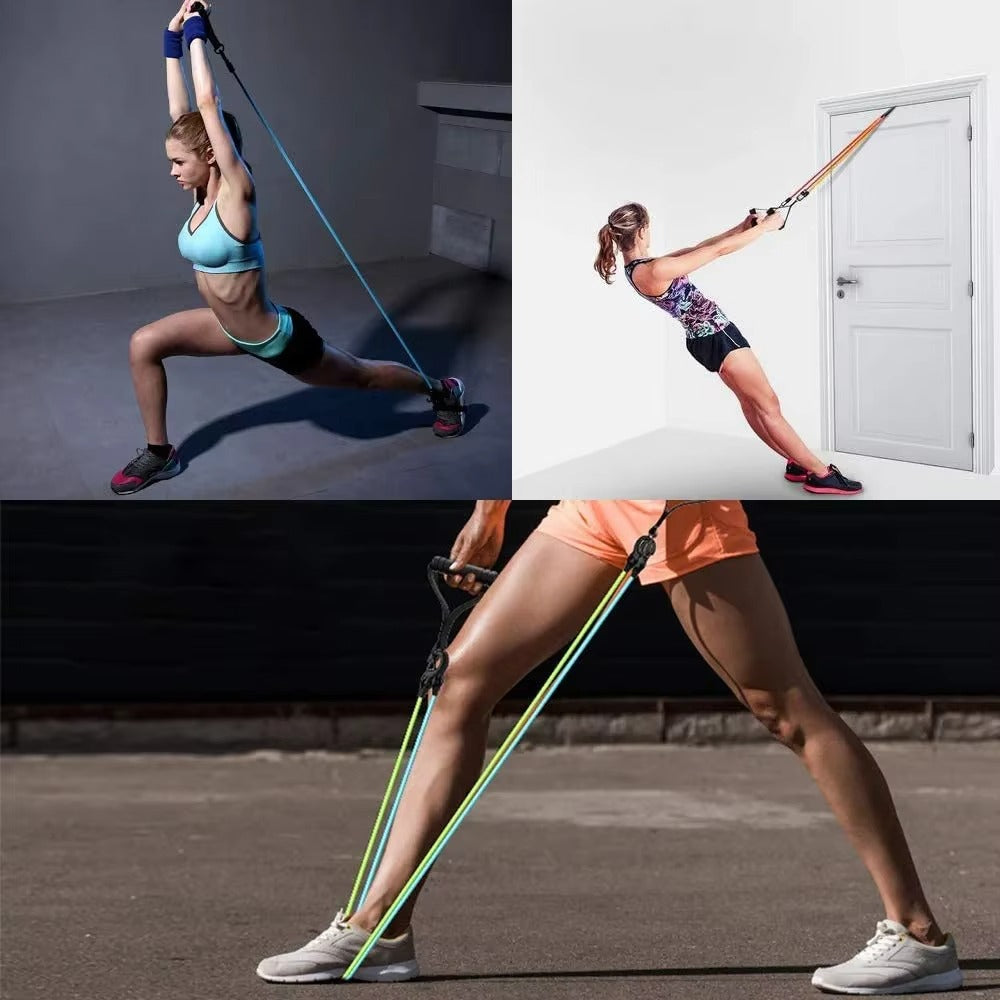 Home Workout Resistance Bands Set – 5 Levels Elastic Fitness Tubes with Handles for Strength Training