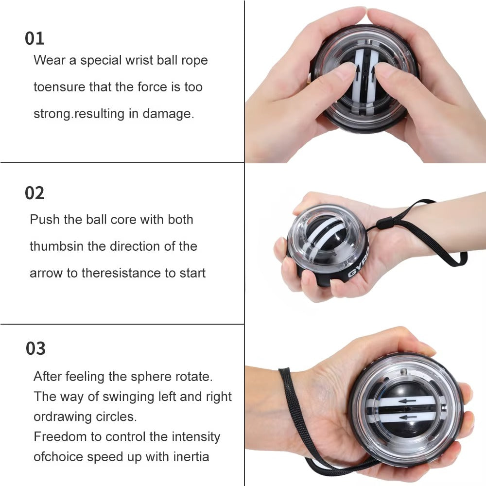 Self-Starting Gyro Ball Wrist Power Trainer – Forearm Exerciser & Wrist Strengthening Device for Arm and Finger Training
